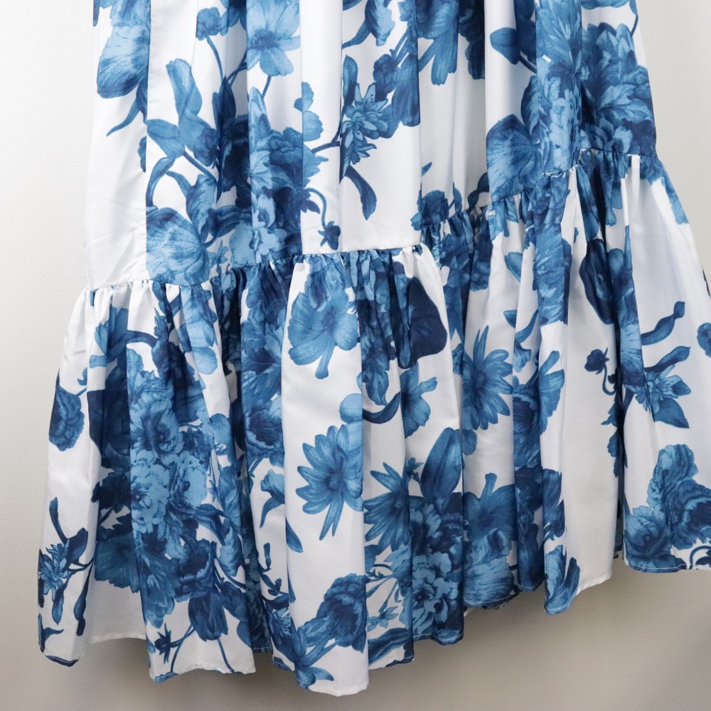 NWT Anthropologie Atsu Bow Maxi Dress Blue Floral One Shoulder XS‎ Petite XSP - Picture 5 of 11